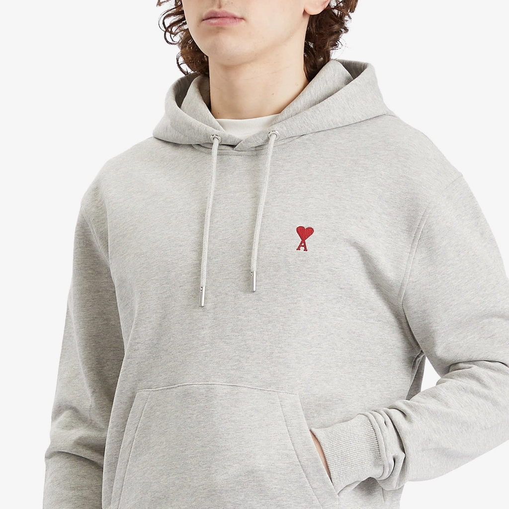 AMI Paris Men's Ami De Coeur Hoodie Heather Ash Grey